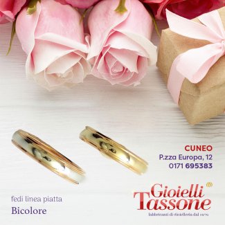 Gioielli Tassone | fedi nuziali bicolore linea piatta